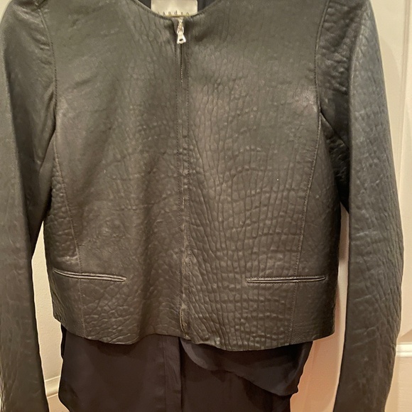Black Sandro Paris Leather Jacket ,  US 4 - Picture 8 of 13
